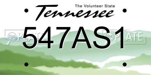 547AS1 Tennessee License Plate