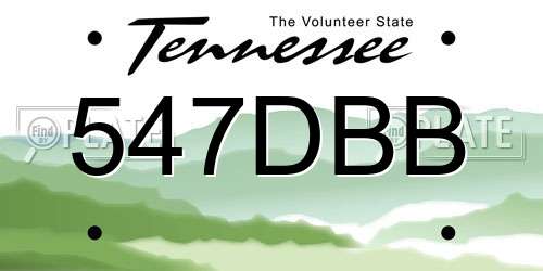 547DBB Tennessee License Plate