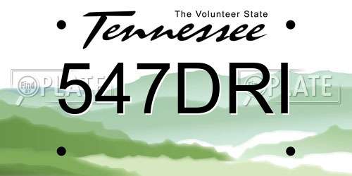 547DRI Tennessee License Plate
