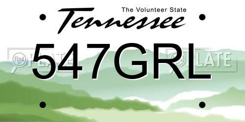 547GRL Tennessee License Plate