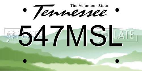 547MSL Tennessee License Plate