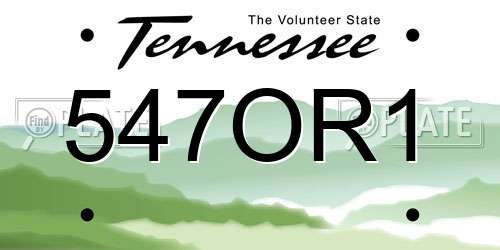 547OR1 Tennessee License Plate