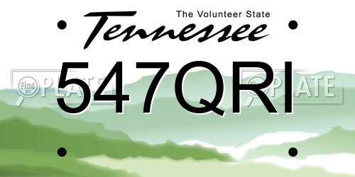 547QRI Tennessee License Plate