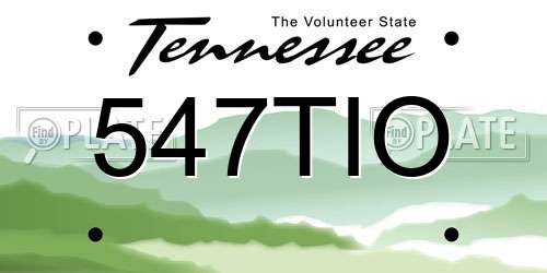547TIO Tennessee License Plate