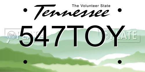 547TOY Tennessee License Plate