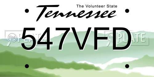 547VFD Tennessee License Plate