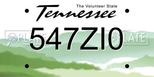547ZI0 Tennessee License Plate