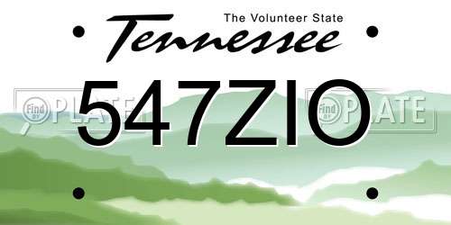 547ZIO Tennessee License Plate