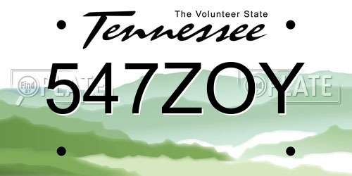 547ZOY Tennessee License Plate