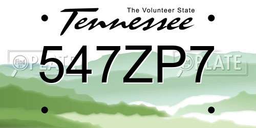 547ZP7 Tennessee License Plate