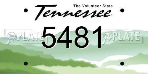5481 Tennessee License Plate
