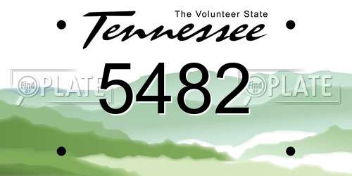 5482 Tennessee License Plate