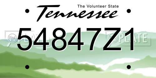 54847Z1 Tennessee License Plate
