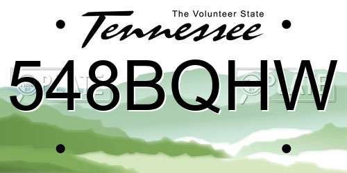 548BQHW Tennessee License Plate