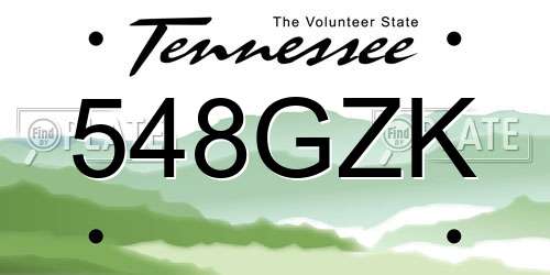 548GZK Tennessee License Plate