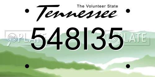 548I35 Tennessee License Plate