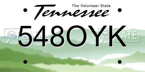 548OYK Tennessee License Plate