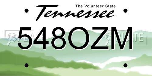 548OZM Tennessee License Plate
