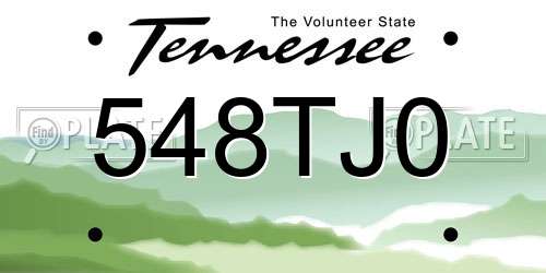 548TJ0 Tennessee License Plate