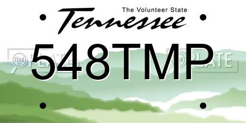548TMP Tennessee License Plate