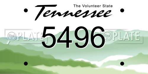 5496 Tennessee License Plate