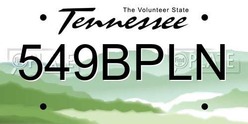 549BPLN Tennessee License Plate