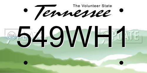 549WH1 Tennessee License Plate