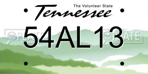 54AL13 Tennessee License Plate