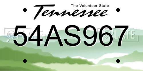 54AS967 Tennessee License Plate