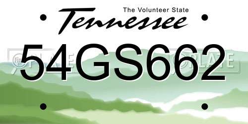 54GS662 Tennessee License Plate