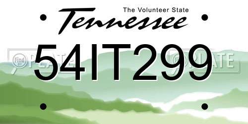 54IT299 Tennessee License Plate