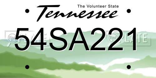 54SA221 Tennessee License Plate