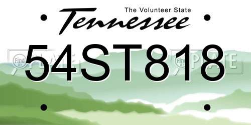 54ST818 Tennessee License Plate