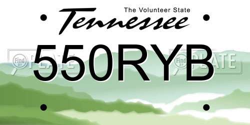 550RYB Tennessee License Plate