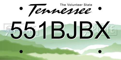 551BJBX Tennessee License Plate