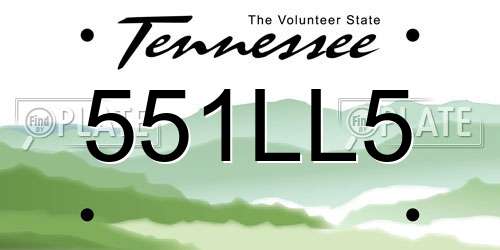 551LL5 Tennessee License Plate