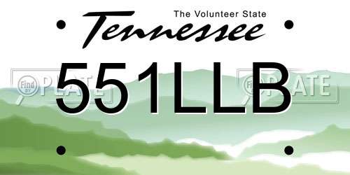 551LLB Tennessee License Plate