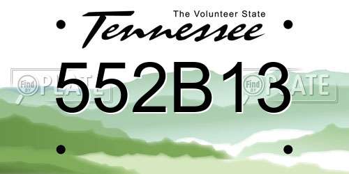 552B13 Tennessee License Plate
