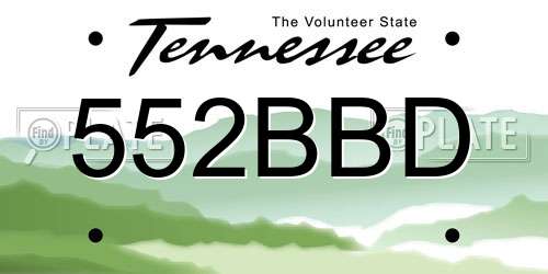 552BBD Tennessee License Plate