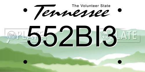 552BI3 Tennessee License Plate