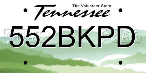 552BKPD Tennessee License Plate