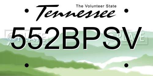 552BPSV Tennessee License Plate