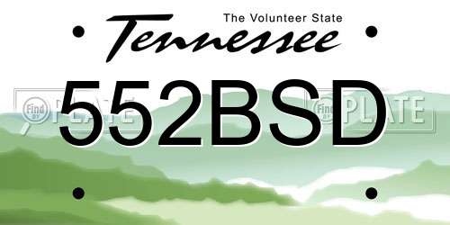 552BSD Tennessee License Plate