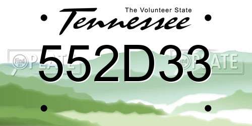 552D33 Tennessee License Plate