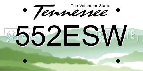 552ESW Tennessee License Plate
