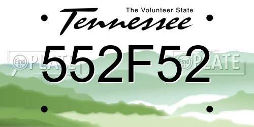 552F52 Tennessee License Plate