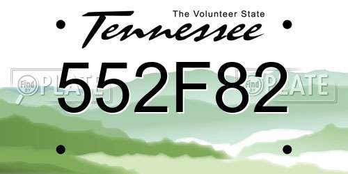 552F82 Tennessee License Plate