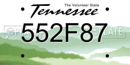 552F87 Tennessee License Plate