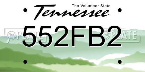 552FB2 Tennessee License Plate