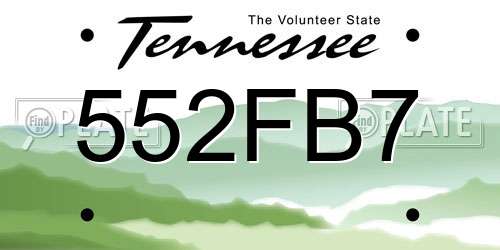 552FB7 Tennessee License Plate